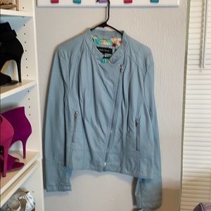 Baby blue leather jacket